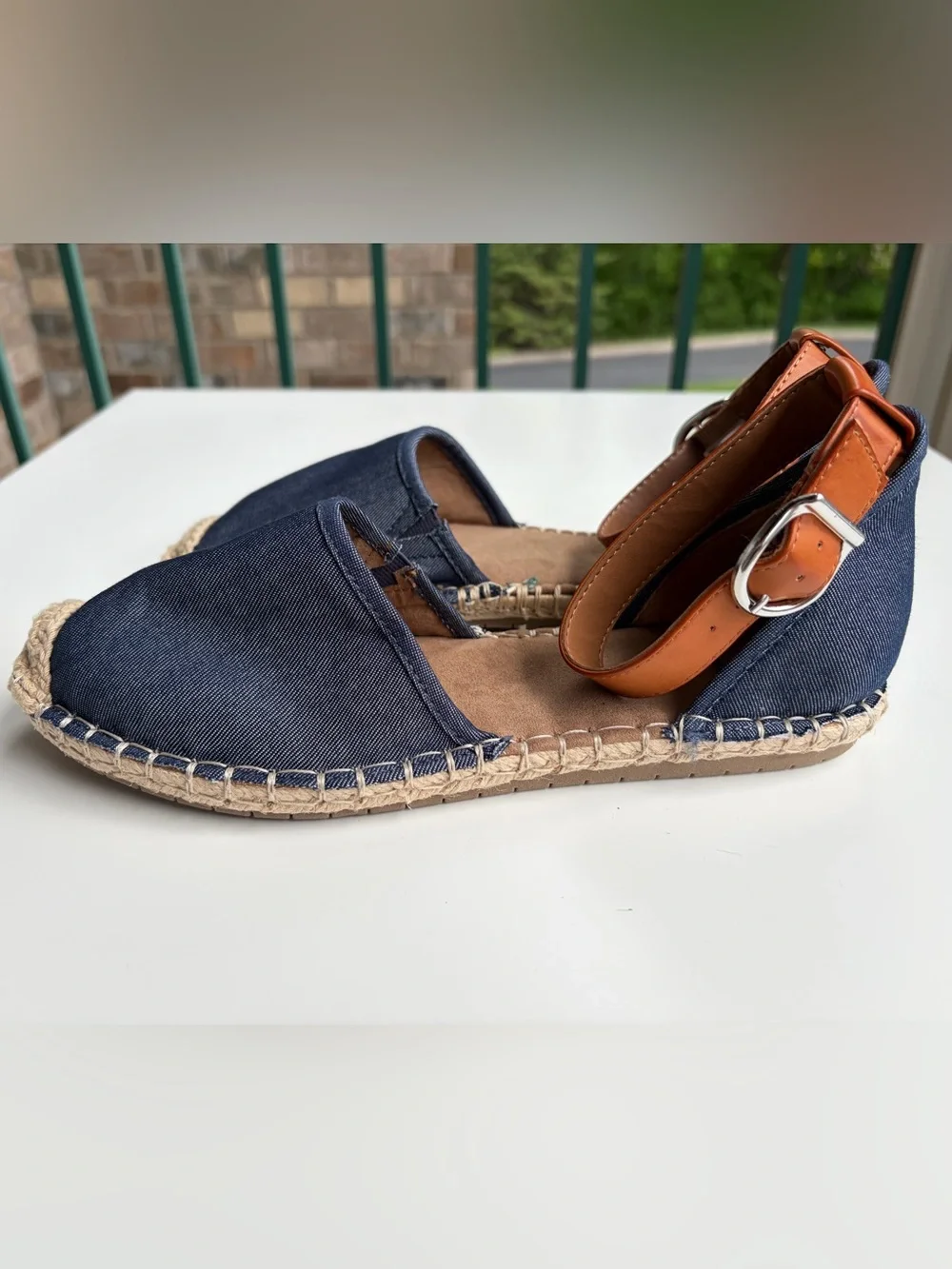 🆕✨🫐 Style&Co NavyBlue Espadrille Flats Strap Ankle Canvas Shoes Size 7.5M Summer